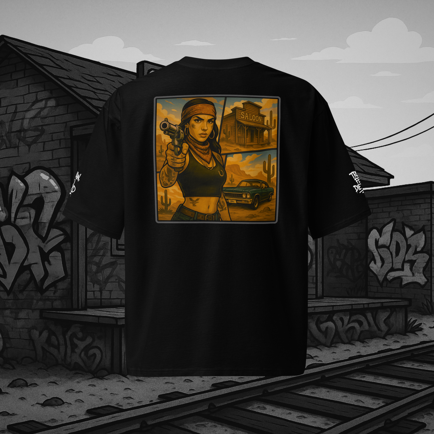 Czarny t-shirt oversize (tył)