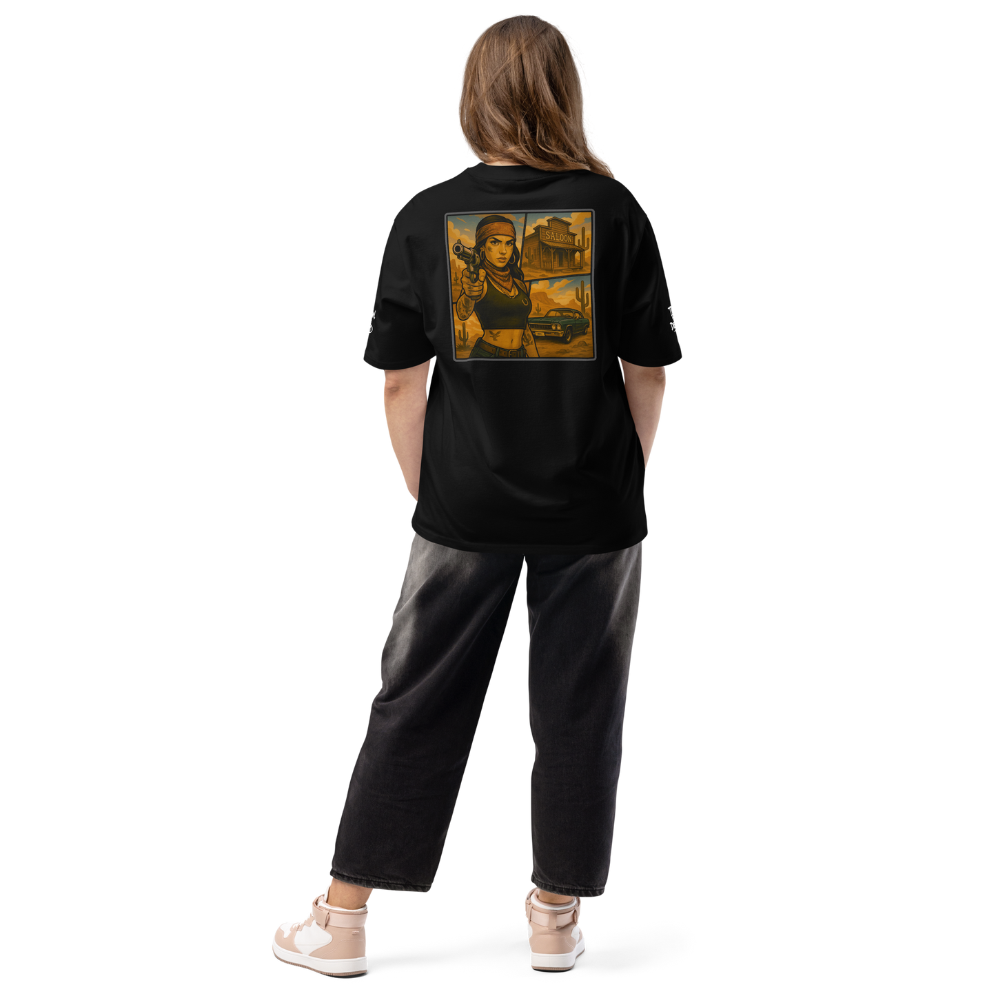 Czarny t-shirt oversize (tył)