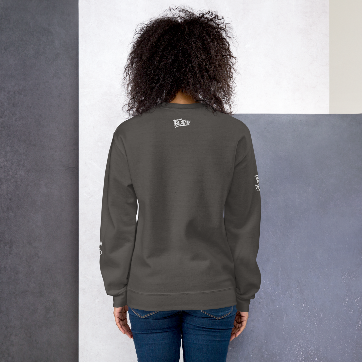 Bluza crewneck charcoal Rebel Rose (front)