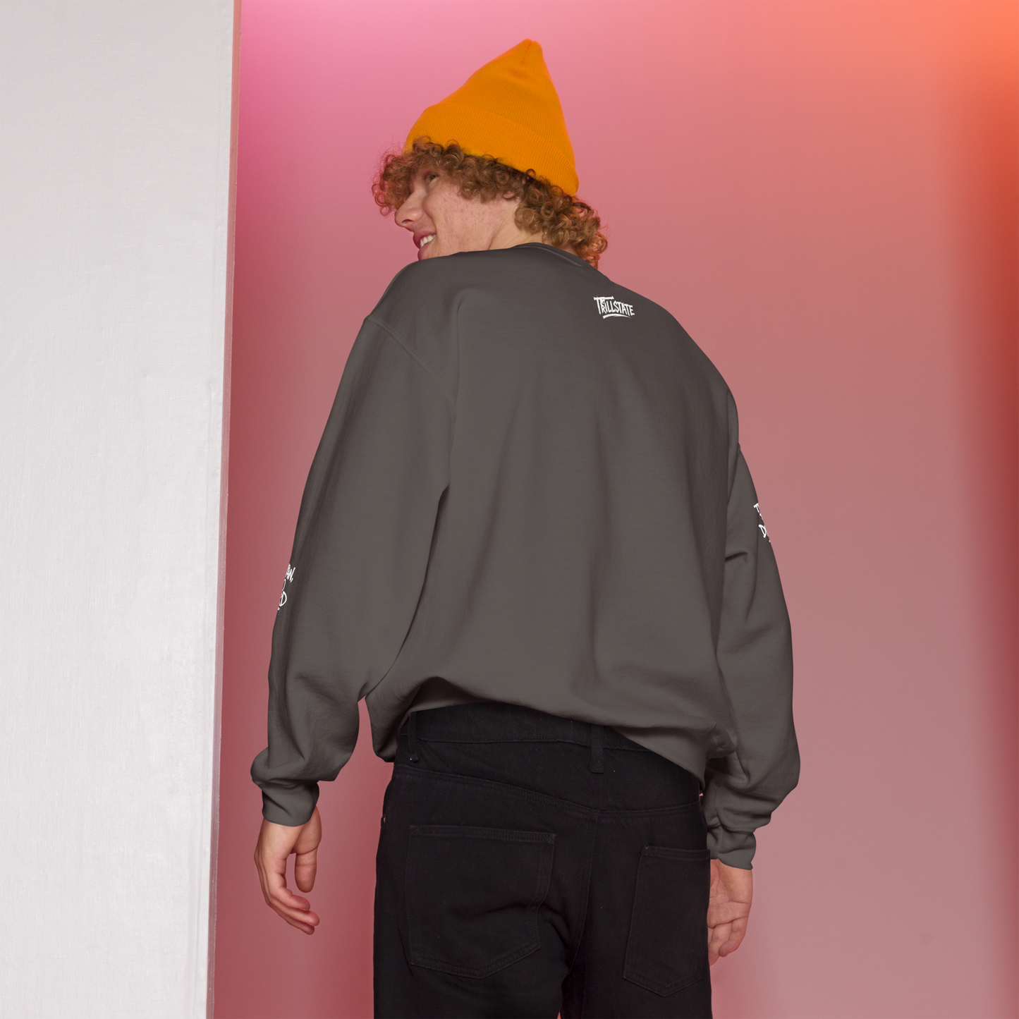 Bluza crewneck charcoal Rebel Rose (front)