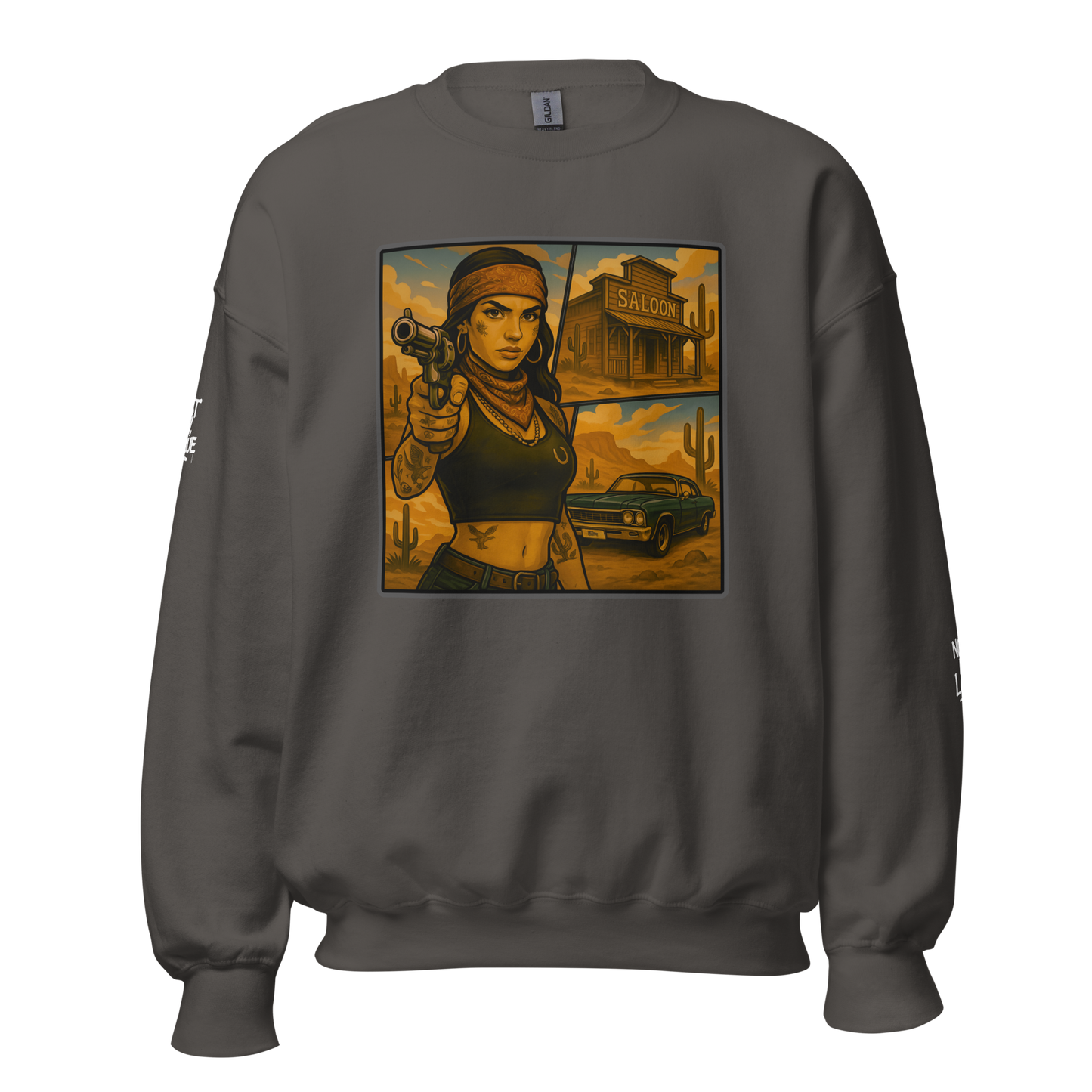 Bluza crewneck charcoal Rebel Rose (front)