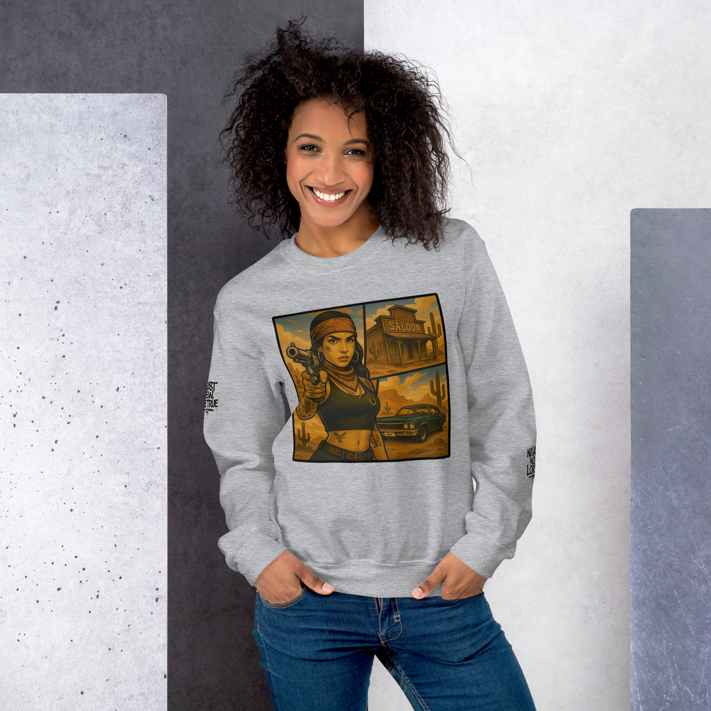 Szara bluza typu sweatshirt (przód)
