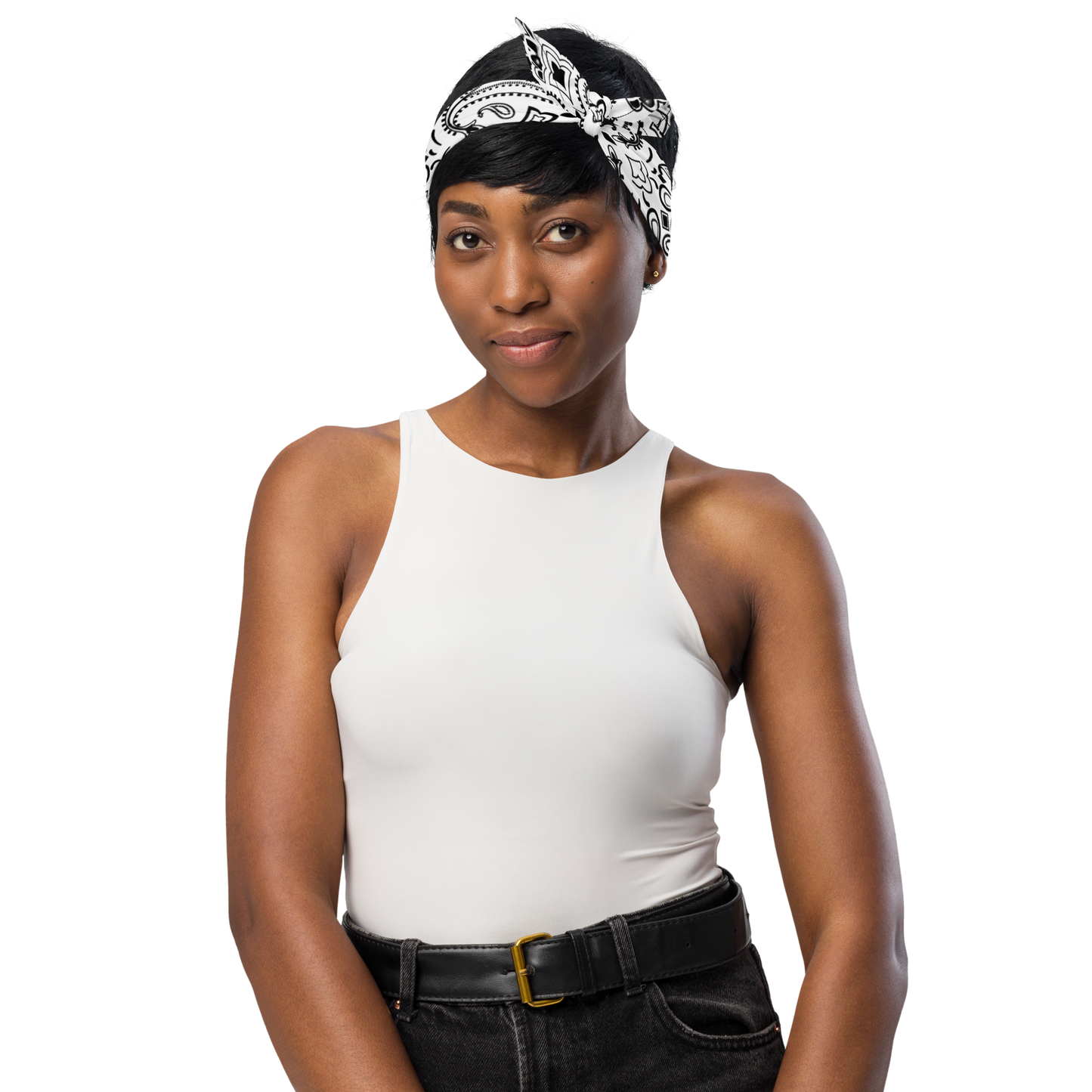Biała bandana paisley