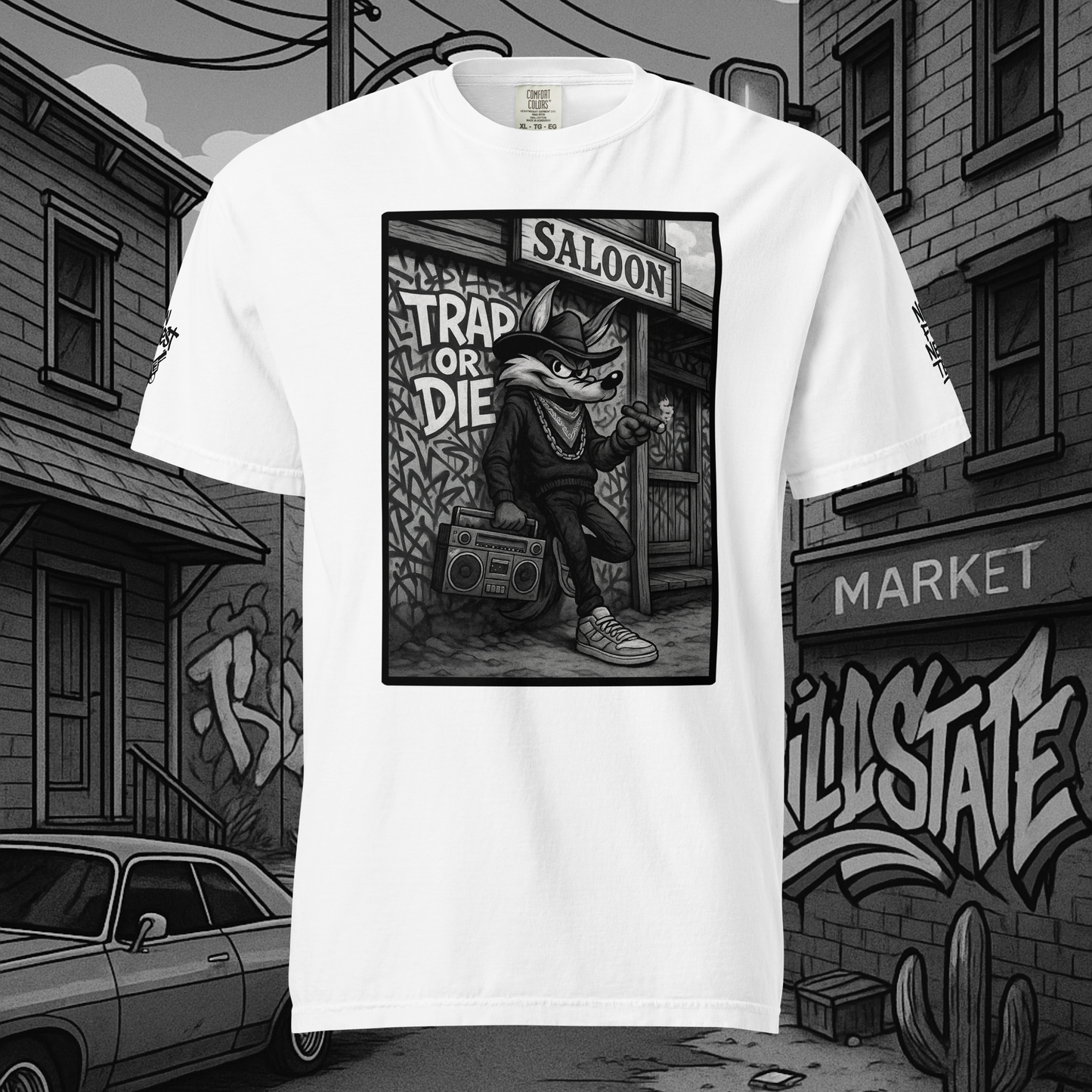 Biały t-shirt heavyweight (przód)