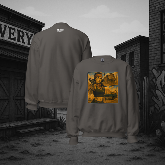 Bluza crewneck charcoal Rebel Rose (front)
