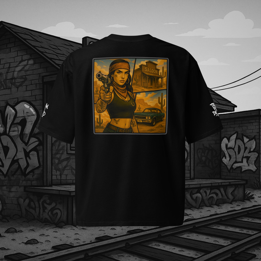 Czarny t-shirt oversize (tył)