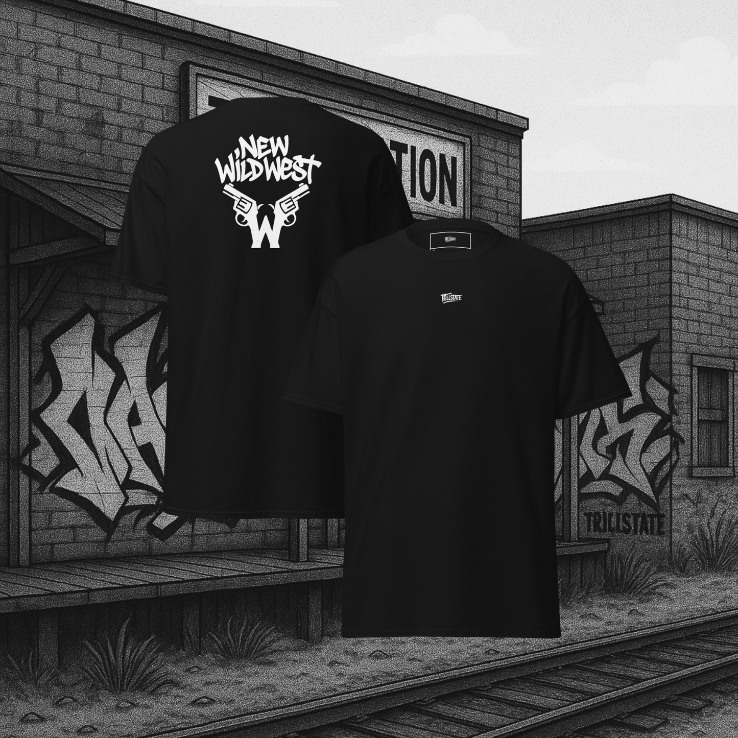 Klasyczny czarny t-shirt NewWildWest