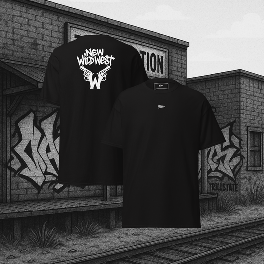Klasyczny czarny t-shirt NewWildWest