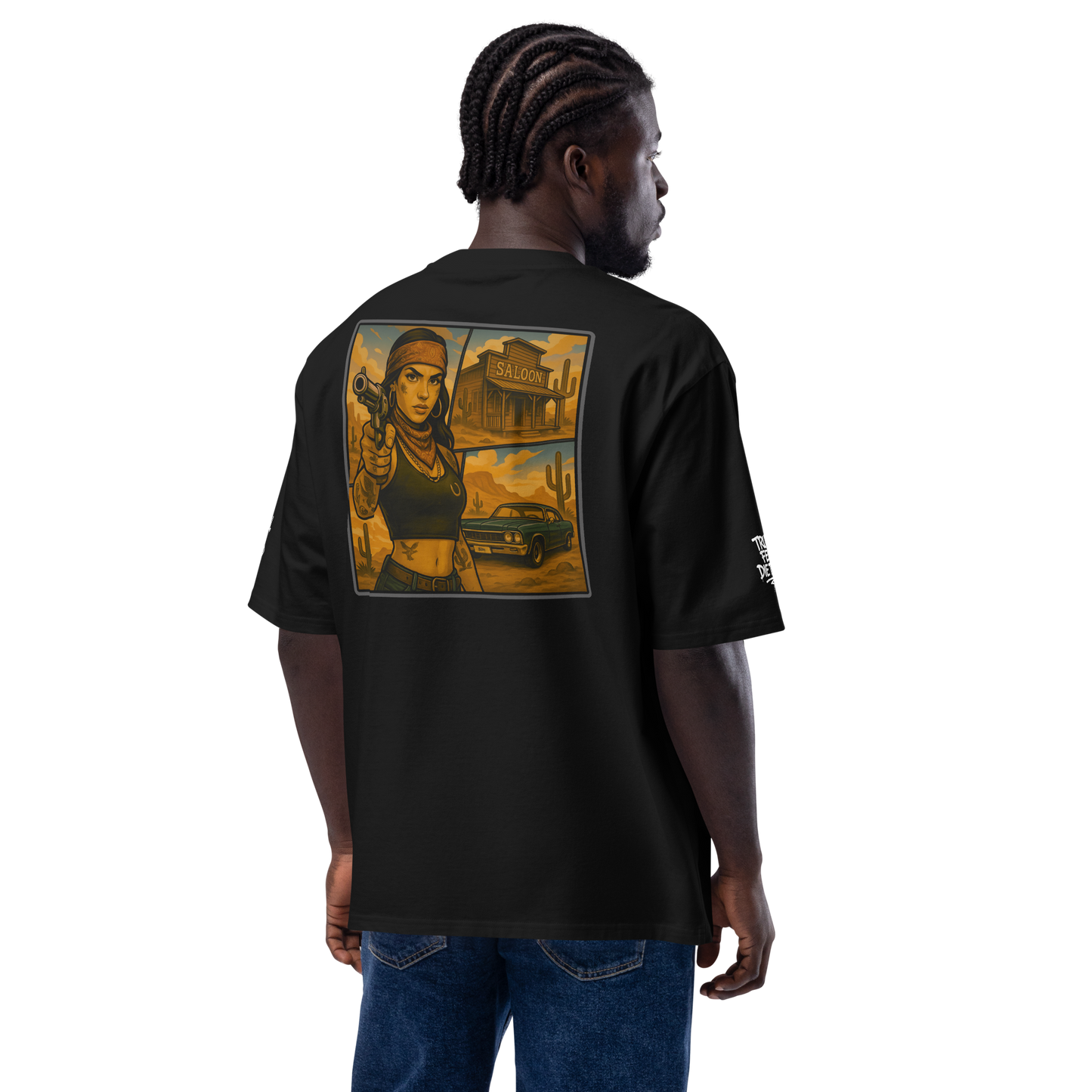 Czarny t-shirt oversize (tył)