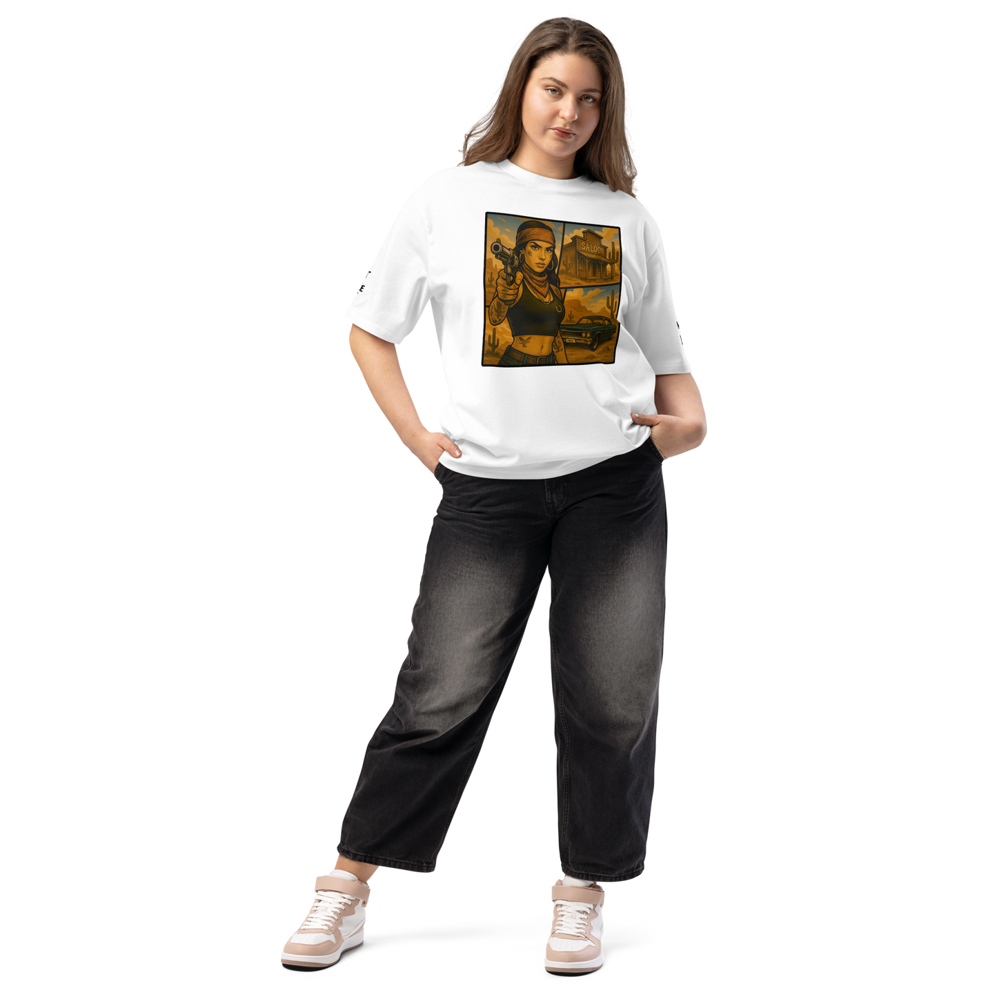 Biały t-shirt oversize (przód)