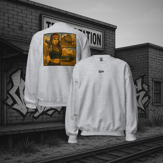 Szara bluza typu sweatshirt (tył)