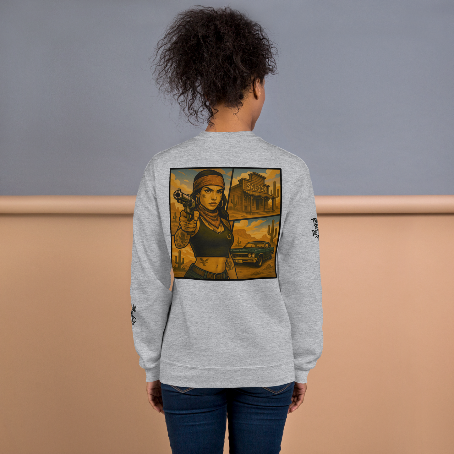 Szara bluza typu sweatshirt (tył)