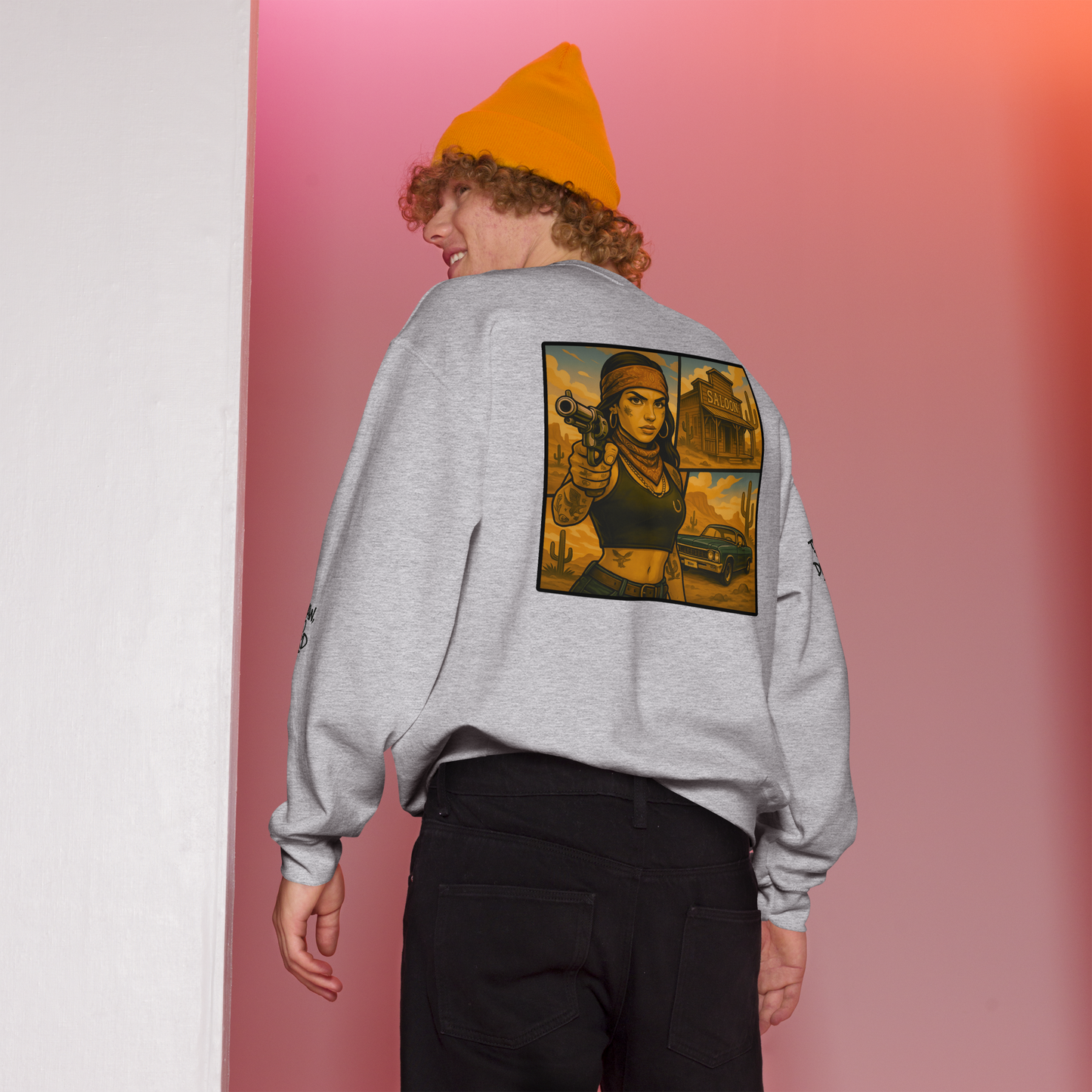Szara bluza typu sweatshirt (tył)