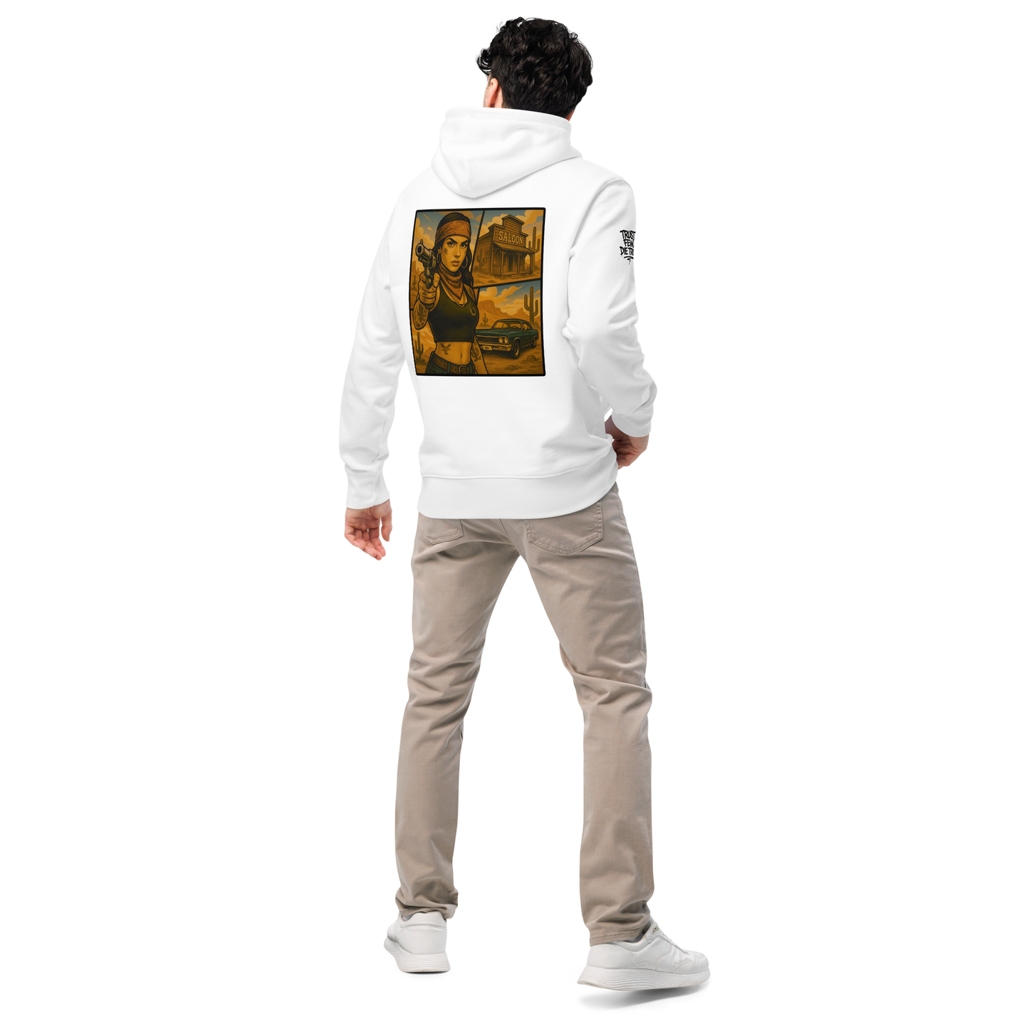 Biała hoodie premium (tył)