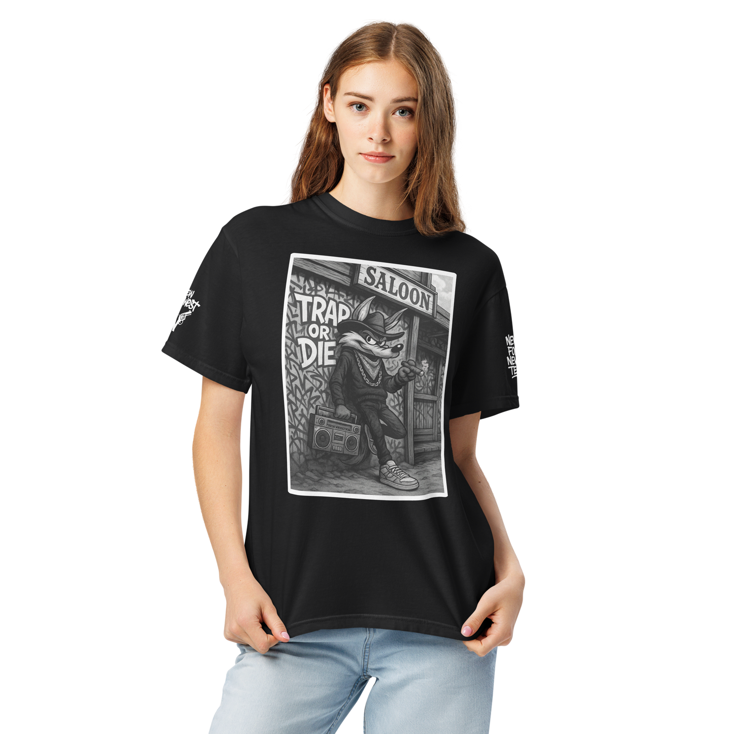 Czarny t-shirt heavyweight (przód)