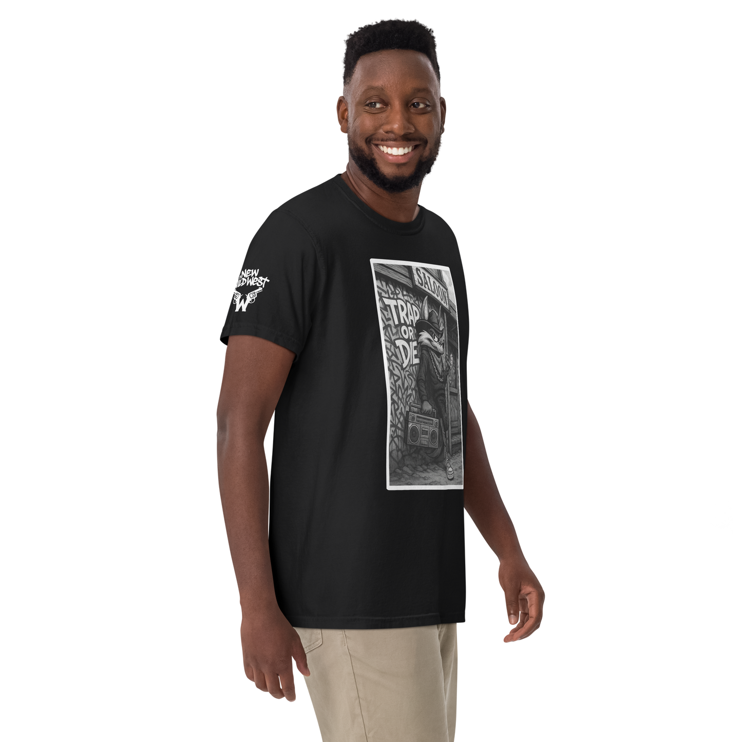 Czarny t-shirt heavyweight (przód)