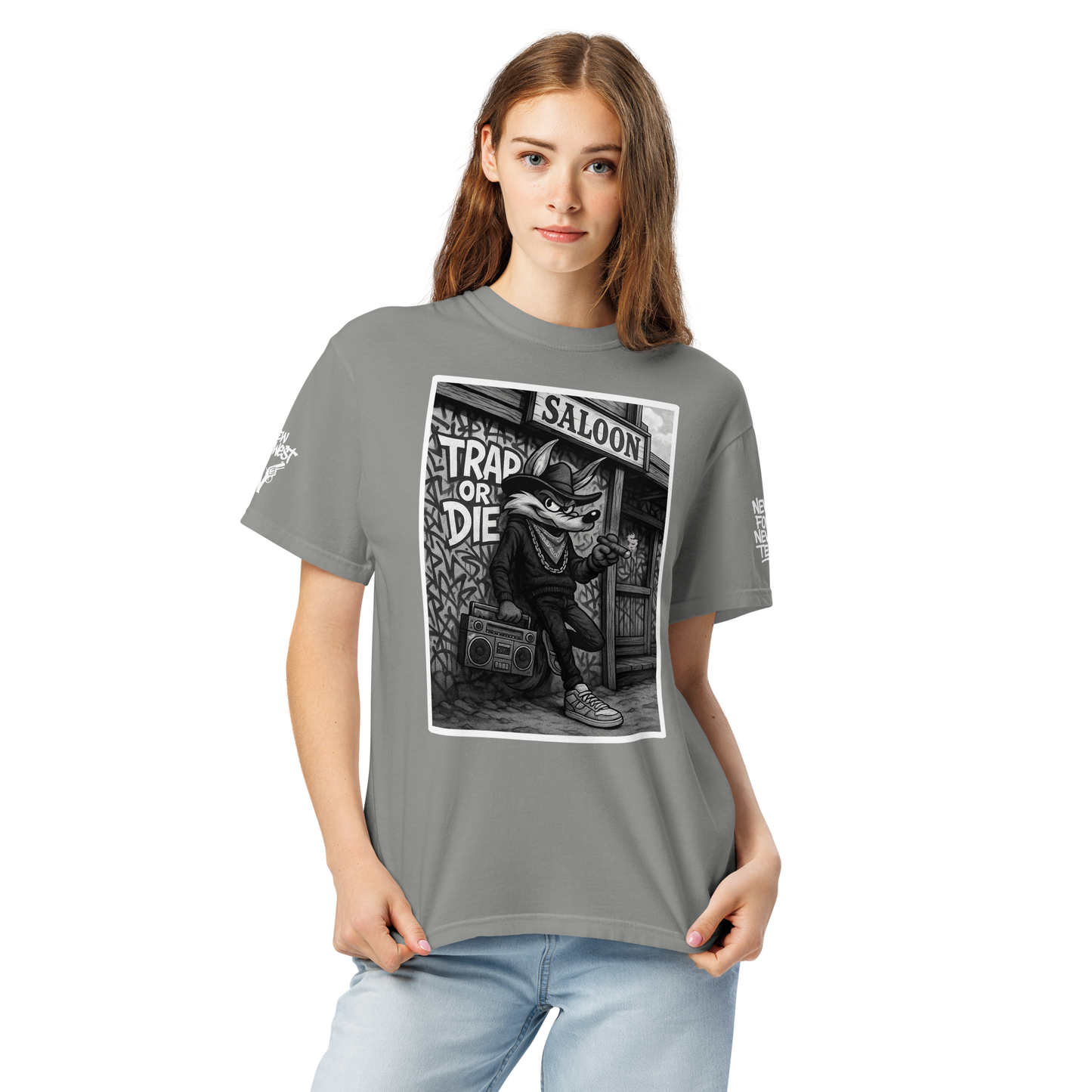 Szary t-shirt heavyweight (przód)