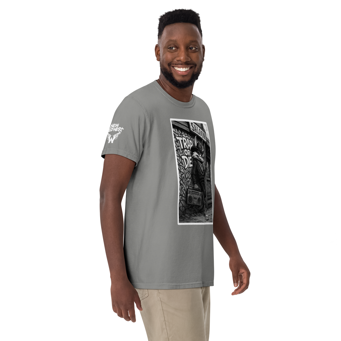 Szary t-shirt heavyweight (przód)